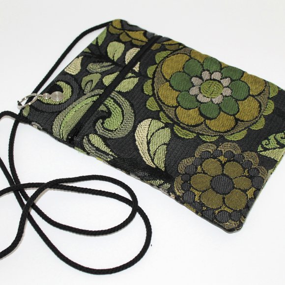 Maggie Bag in Black with Green Flowers