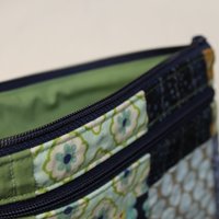 Quilted Medium Pouch - Blue Flowers