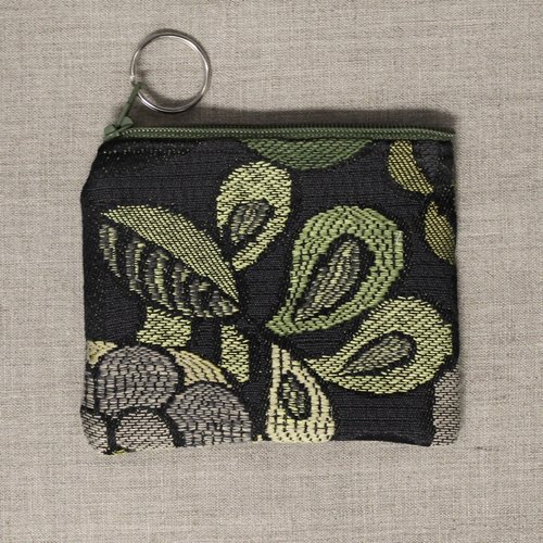 Black Green Floral Coin purse