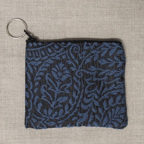 Blue Black Small Floral Coin purse