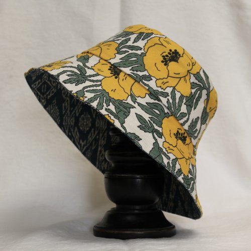 Bucket Hat - Yellow Flowers & Blue