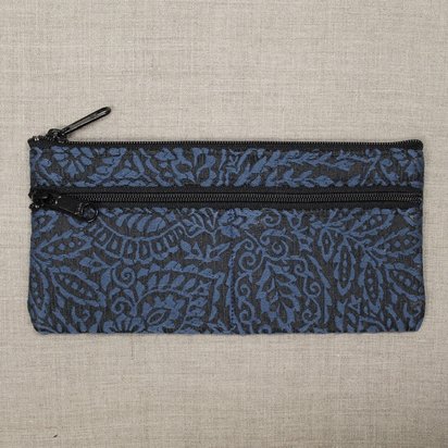 Blue Black Small Floral Wallet