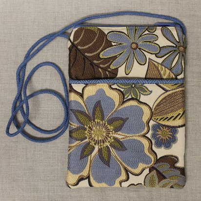 Blue Brown Floral Maggie Bag