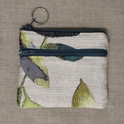 Teal Leaves 2-Zip Coin purse