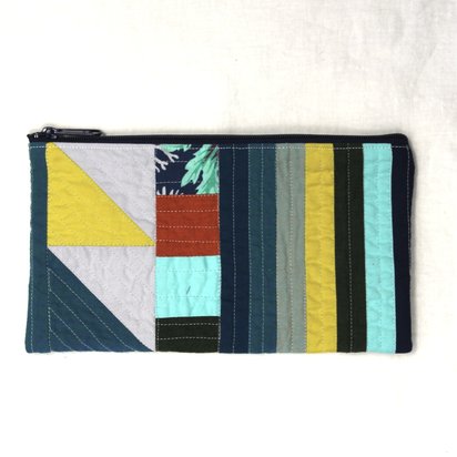 Modern Quilted Pouch in Turquoise