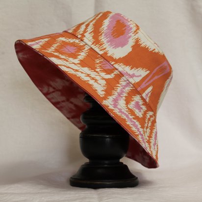 Bucket Hat - Orange & Hot Pink Ikat & Tie-dye